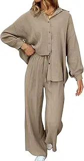 [AUTOMET] Womens 2 Piece 2023 Fall Clothes Fashion Outfits Two Piece Matching Wide Leg Palazzo Pants Sets Tracksuit Clothes
