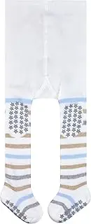 [FALKE] Unisex Baby Multi Stripe Tights Cotton Grey White More Colours Thick Cute Funny Colourful Long Crawler Tight For Infant Boy Or Girl Patterned With SilicOne Nubs On Sole For Improved Grip 1 Pair
