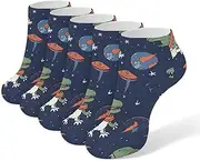 [LPSADGF] Funny Astronaut Dinosaur Rocket Socks Low Cut Ankle Sock Athletic Running Low Cut Socks Thin Soft Ankle Socks Unisex, White, One Size Short, White, One Size Short