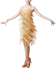 [AFAVOM] Women's Flapper Dress 1920s Sequin Tassel Latin Party Cocktail Dress Ballroom Dance Costume Vintage Fringe Gatsby Dress