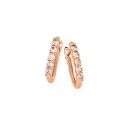 9ct Rose Gold Morganite Lever Back Huggie Earrings in Peach