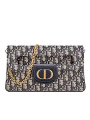 Medium DiorDouble Bag in Blue Dior Oblique Jacquard