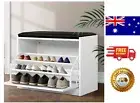 Artiss Shoe Cabinet Bench Shoes Organiser Storage Rack Cupboard White 15 Pairs