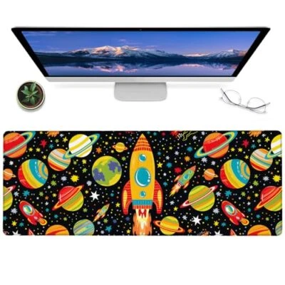 Cool Space Gaming Mouse Pad12x31.5in Non-Slip Rubber Cosmic Desk MatLarge Ext...