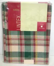 Lintex Holiday Tablecloth ~ Metallic Plaid ~ 52" x 52" Square **NEW**