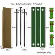 Black Spike Heavy-Duty Tree Anchoring Kit - 9-Piece Set with Ground Stakes, Stra