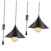 Plug in Pendant Light, Industrial Hanging Lamps with14.7FT Cord On/Off Switch
