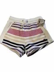 Womens CHAMPION White Striped Urban Candy Reverse Weave Shorts Sz S NEW NWT