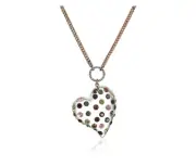 Betsey Johnson Multi-Colored Stone Lucite Heart Pendant Necklace Long Length