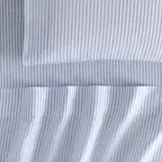 Sheridan Abbotson Linen Ticking Stripe Flat Sheet in Blue Mist Size: Queen @Sheridan Rewards