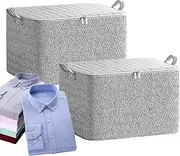 2er Pack Storage Bags Foldable with Zipper and Handle Closet Space Saver Stackable Bins Containers Moving Boxes Organizer for Clothes Outdoor Bedding Blankets Pillows Quilt Suitcase (30L)
