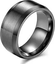 [ATRVWPO] Simple Matte Titanium Steel Ring, 10Mm Matte Stainless Steel Ring