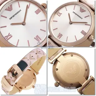 ARMANI 亞曼尼 AR11126 褐色老鷹logo粉色皮帶女錶 全新正品【錶飾精品】