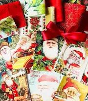 Christmas Junk Journal Paper & Fabric Kit 30 Items for Holiday Decor #CPK32