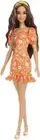 Barbie Fashionista Long Wavy Brunette Hair Headband Orange Printed Doll