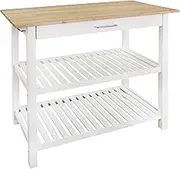 Casual Home Solid American Hardwood Top White Casual Home Kitchen Island
