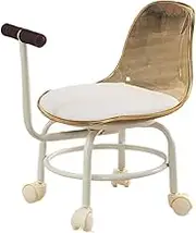 Kids Swivel Movable Low Stool, Metal Frame, 360° Rotating Stool, Children's Stool with Back Support, Brown, as described