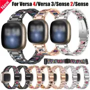 Bling Resin Strap For Fitbit Versa 3 4 / Sense 2 Bracelet Metal Wrist Watch Band