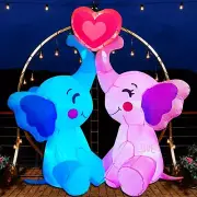 Colorful 5 FT Romantic Elephant Inflatable with LED Lights for Valentine's Day