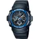 CASIO G-SHOCK 三眼指針雙顯運動腕手錶/藍X黑/AW-591-2A