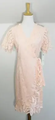 Hale Bob Wrap Dress Sz 10 12 Pink Floral Midi Party Cocktail Formal NWT $429 ❤️