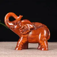 在飛比找Yahoo!奇摩拍賣優惠-ONM6實木大象擺件一對木質客廳玄關電視柜新年裝飾品木雕小象