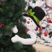 Christmas Tree Topper Snowman Hugger with Black Hat Xmas Trees Ornaments for Winter Decoration Christmas Party Supplies,1 Pack