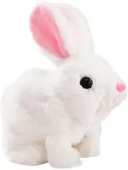 Binxind Easter Plush Toy Easter Electronic Interactive Toy Bunnies Can Walk and Talk with Sounds and Movements for Gift White