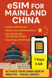 Best CHINA esim Data Travel e sim High-Speed 5G /4G 7 Days 5 GB