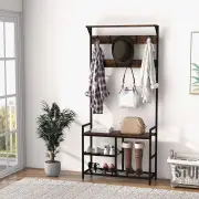CostwayIndustrial Coat Rack with Shoe Bench