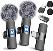 Mini Mic Pro (Newest Model), Wireless Microphone for iPhone, iPad, Android, Lavalier Microphone for Video Recording - 2 Pack iPhone Mic Crystal Clear Recording with USB-C for Podcast, ASMR (H58)