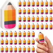 Seajan 50 Pcs Pencil Shaped Erasers Back to School Eraser Cute Mini Erasers Stationery Supplies for First Day of School Party Favors Classroom Prize Reward Gifts