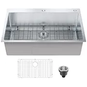 Kitchen Sink, 304 Stainless Steel Drop-In Sinks, Top Mount Single Bowl Basin with Accessories(Pack of 3), Household Dishwasher Sinks for Workstation, RV, Prep Kitchen, and Bar Sink, 33