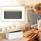 Bread Box with Bamboo Lid Usable as Cutting Board Metal Bread Bin haulj