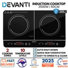Devanti Electric Induction Cooktop 60cm Portable 3500W Dual Zone Stove Ceramic