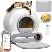 LIODUX Automatic Self Cleaning Cat Litter Box with Cat Litter Mat, 65L+9L Automatic Cat Litter Box, App Control Large Capacity Smart Cat Litter Box, Electric Litter Cleaning Robot for Multiple Cats