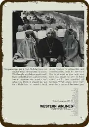 1967 WESTERN AIRLINES Vintage Look DECORATIVE METAL SIGN - SHEIK SULTAN WIVES HA