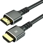8K Cable 2.1 6.6FT/2M 48Gbps, High Speed Cord, 8K 60Hz 4K 120Hz 2K 240Hz HDR 10 HDCP 2.2 & 2.3 Cables Compatible with Laptop, Monitor, TV, PS5, PS4, More (Black)