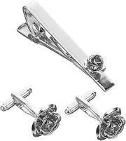 [DEARMAMY] Tie Clip Cufflinks Tie Clips Cufflinks for Men Mens Clip on Tie Suits for Men Men's Suits Rose Cufflinks Tie Accessories for Men Rose Tie Clip Men Cufflink Men Tie Clip Brass
