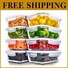 Clear 36 Oz Borosilicate Glass Food Storage Containers - 8 Pack, Leakproof Lids