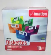 Imation Neon Diskettes 10 Pack IBM Formatted Brand New Sealed