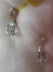 Sky Blue Topaz Drop Earrings/Sterling Silver. Pear Shaped.