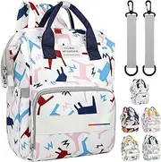 LEcylankEr Changing Backpack Large Capacity Changing Bag Backpack Oxford Fabric Baby Bag with Insulated Bag Baby Travel Bag for On the Go, White - multi-coloured, Large