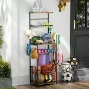 ThreeHio Sports Equipment Organizer Garage Ball Storage Rack with Hooks 5 Tie...