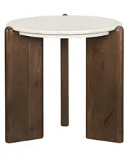 Mercana Rumer Marble & Wood Side Table