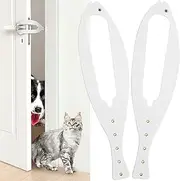 2Pcs Cat Door Holder Latch Larger Cat Door Alternative to Keep Dogs Out of Cat Litter Boxes and Food with 5 Adjustable Sizes Strap 2.5-6" Wide Fast Latch Strap Let's Cats in Easy to Install White