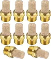 uxcell Pneumatic Muffler G 1/4, 10 Pack Sintered Bronze Brass Air Compressor Exhaust Muffler Filters Air Solenoid Valve Muffler Fitting for Automation Pneumatic Equipment, Golden