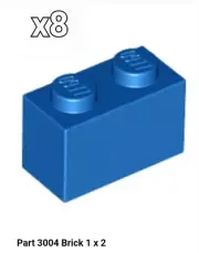 NEW LEGO Parts 3004 Pack of 8 Brick 1x2 3004 BLUE 4613959