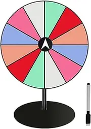 12 Slots Prize Wheel, Table Prize Wheel Spinner, Heavy Duty Base, Dry Erase Marker Included, Smooth Spin Mechanism, for Trade Shows Carnivals Home Events, 0.63x7.87 Inches (3mm)