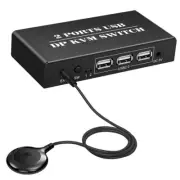 DP KVM Switch 2-Port 1.2 Switch 2 In 1 Out With USB 2.0 Port For PC Laptop